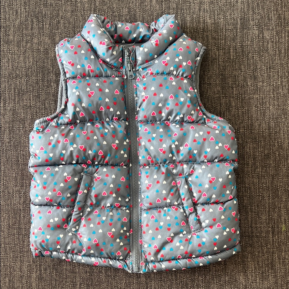 Old Navy Gray Heart Pattern kid Puffer Vest